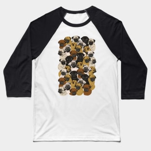 Social Pug Pattern Baseball T-Shirt